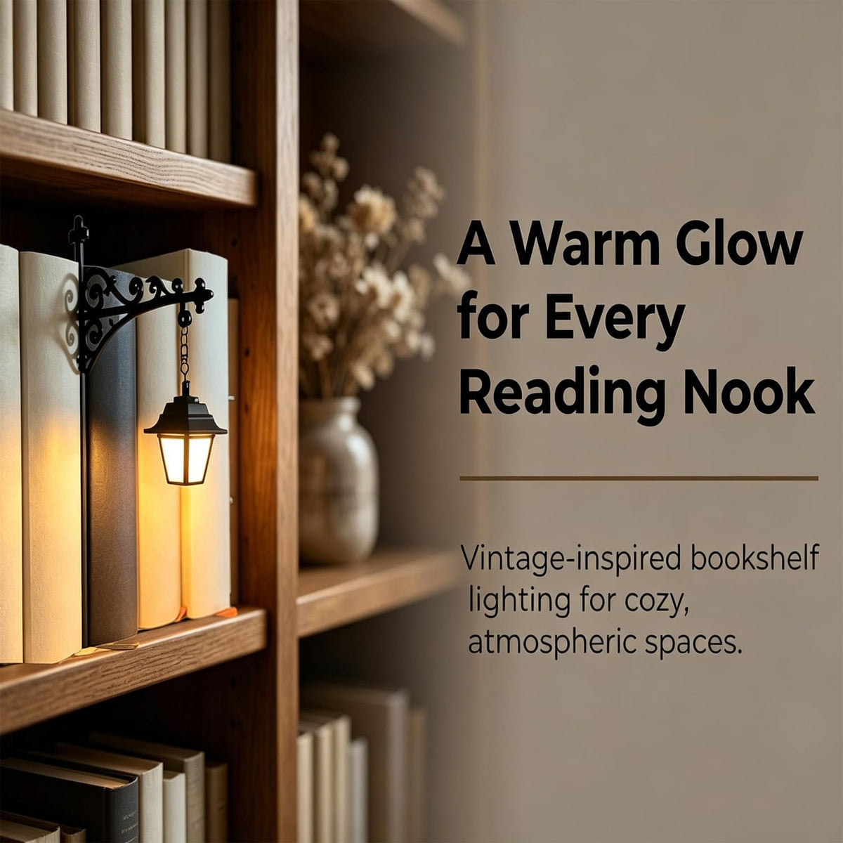 Mroace Antique LED Library Lantern Bookshelf Light
