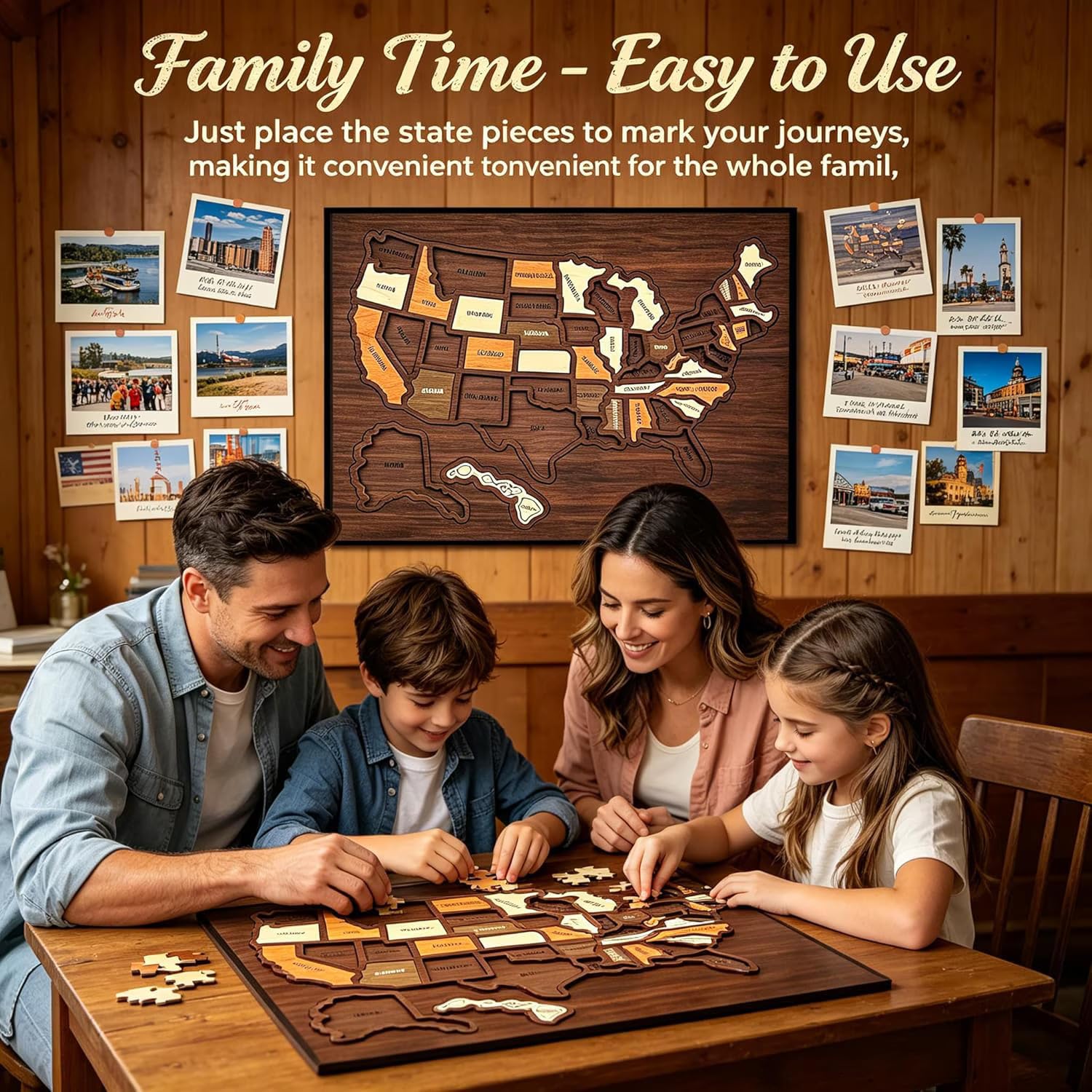 Mroace Wooden USA Travel Map Puzzle