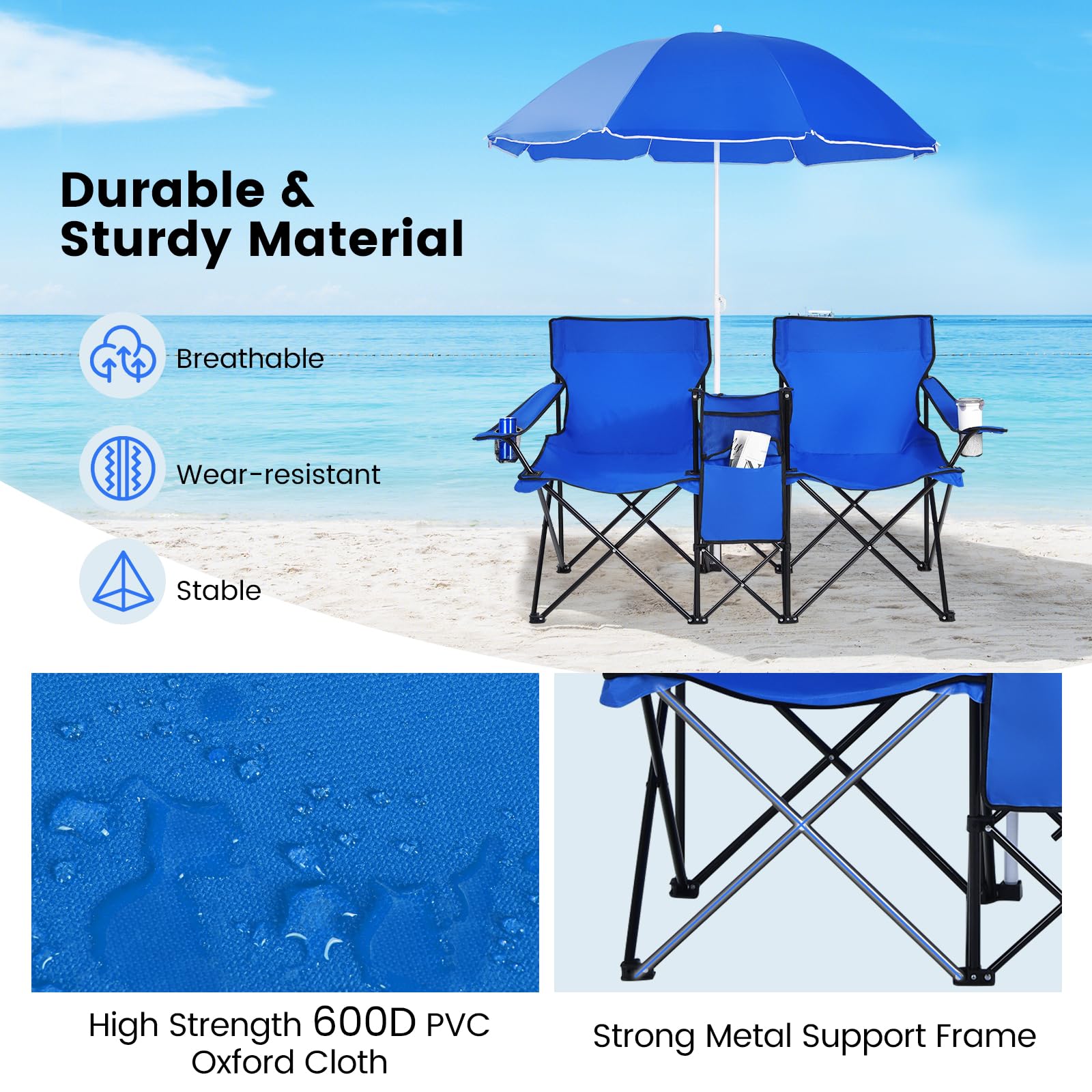 Mroace Double Camping Chair with Canopy