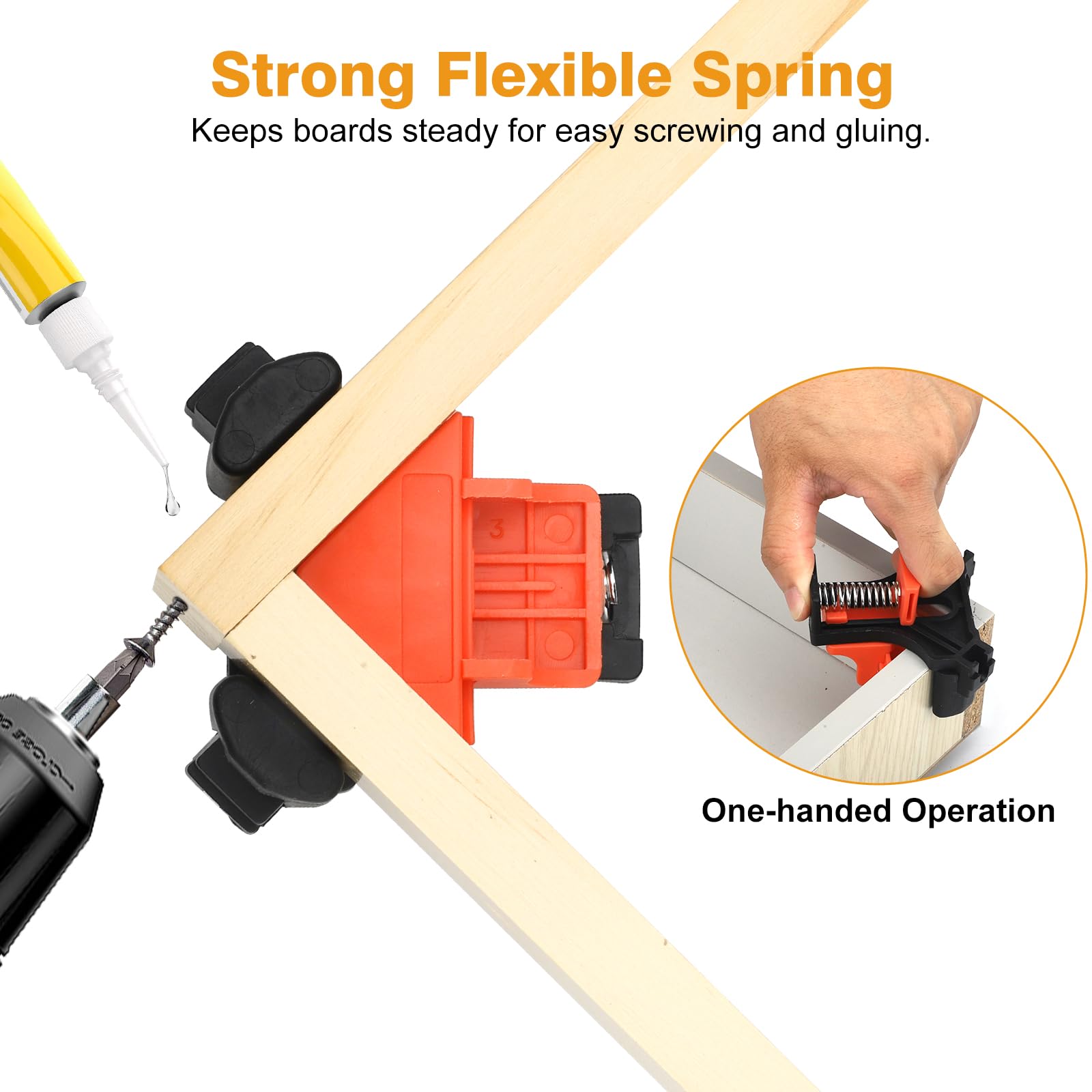 Mroace 90°Adjustable Spring Loaded Wood Clamps