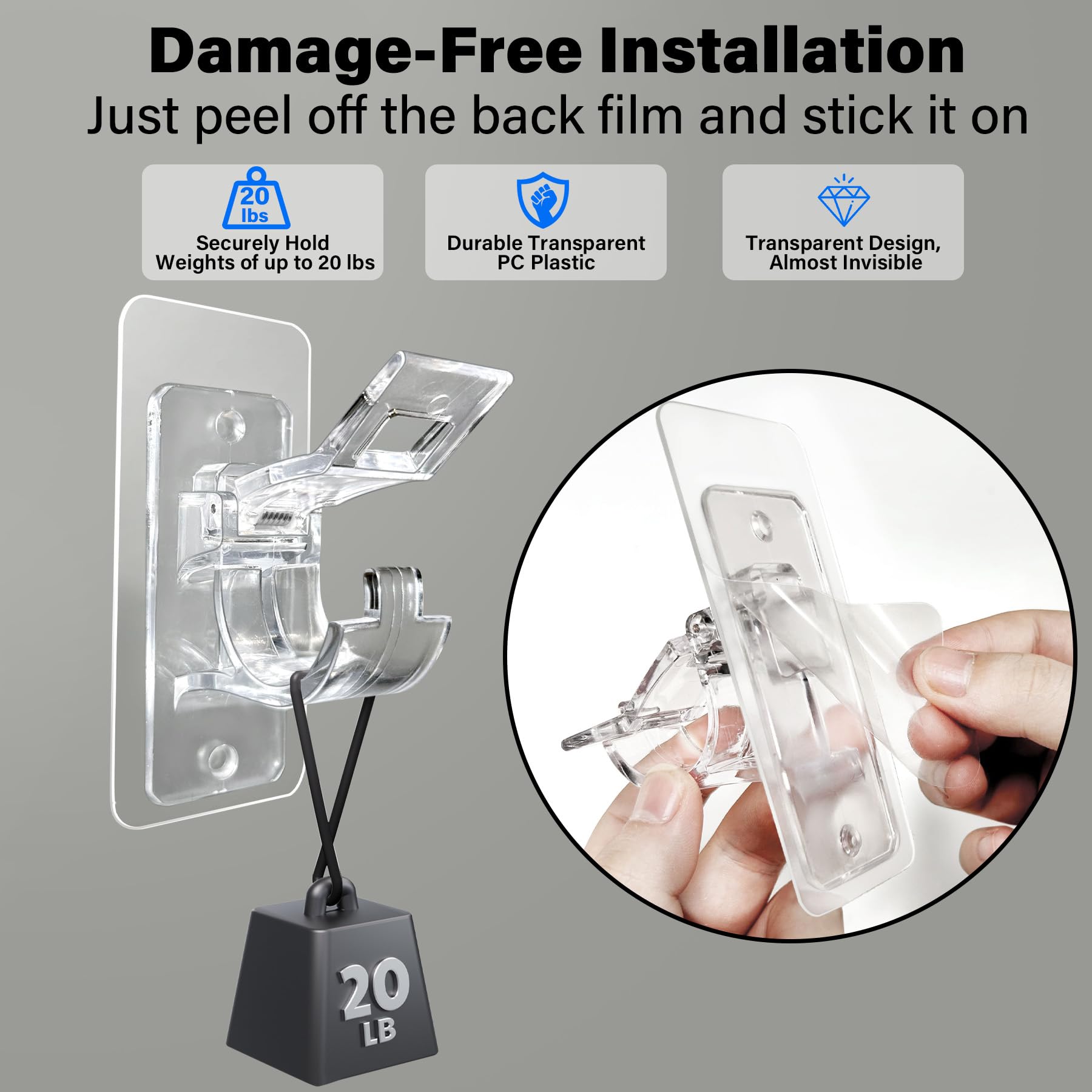 Mroace No Drill Self Adhesive Curtain Rod Holders