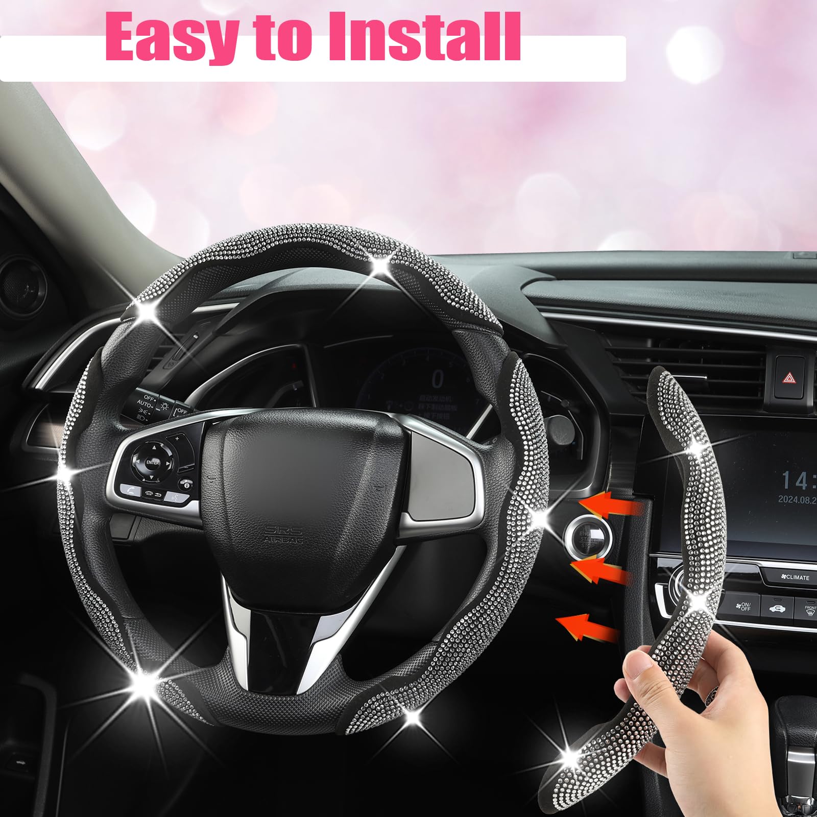 Mroace Diamond Bling Car Steering Wheel Cover