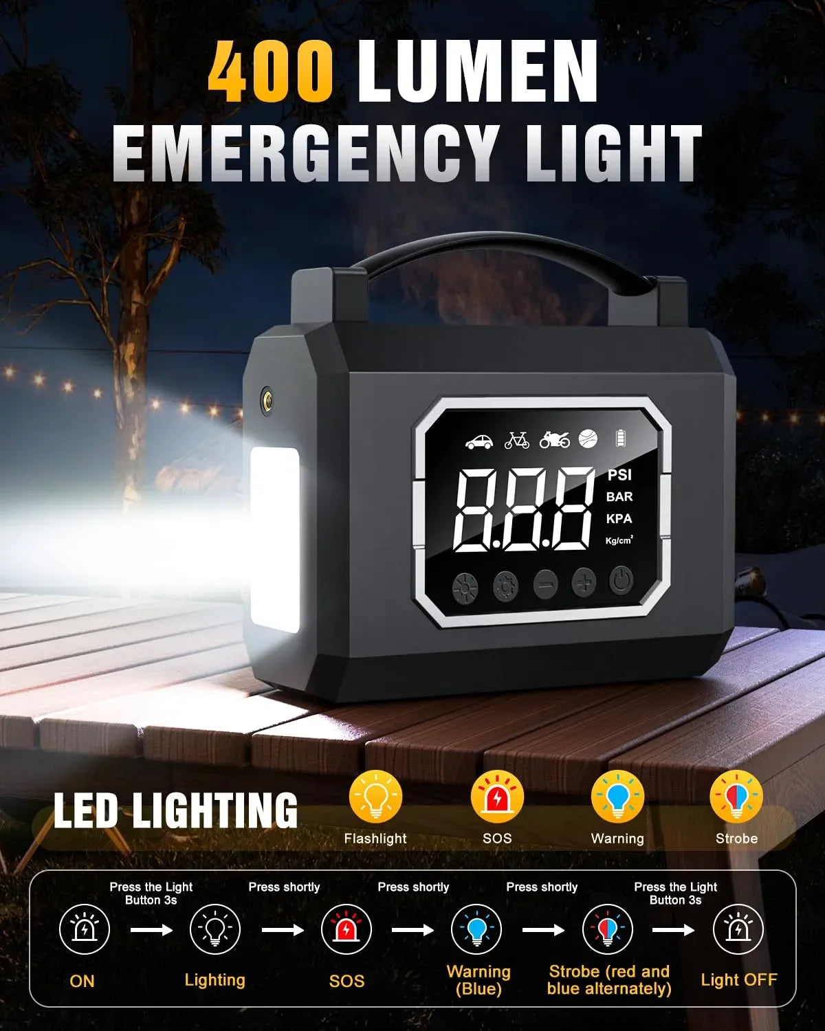 Mroace 4000A Jump Starter with Air Compressor - MROACE