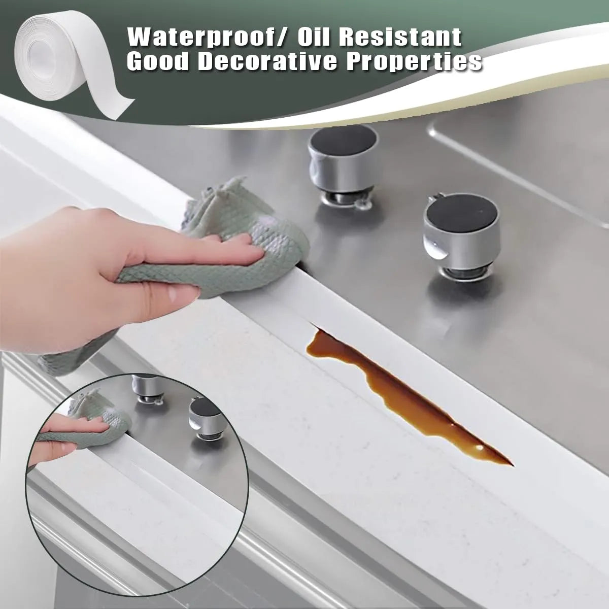 Mroace Waterproof Self-Adhesive PVC Caulk Tape