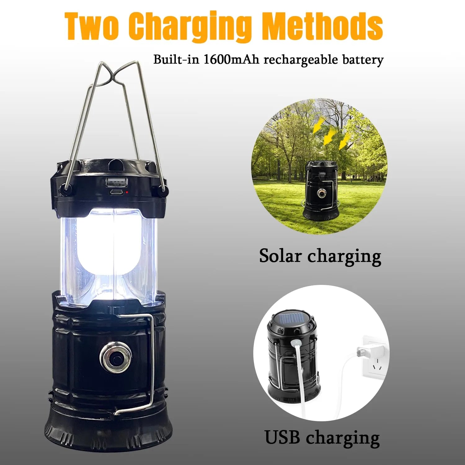 Mroace Solar Rechargeable Collapsible LED Lantern Flashlight