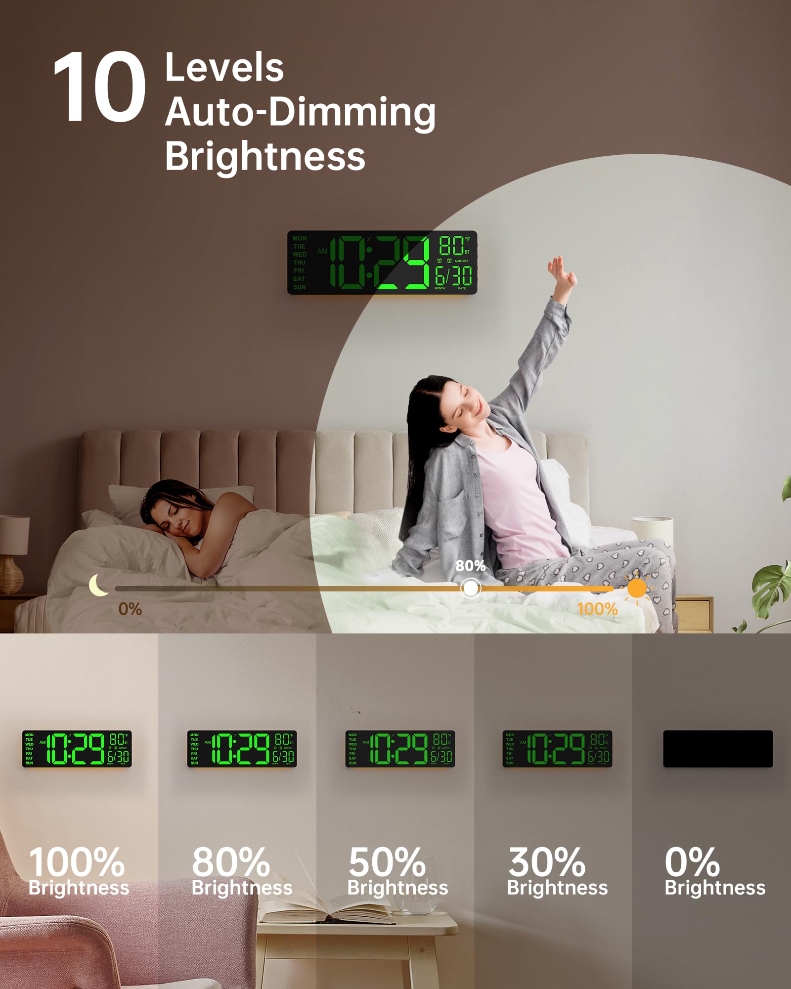Mroace 12" Digital Wall Clock with LED
