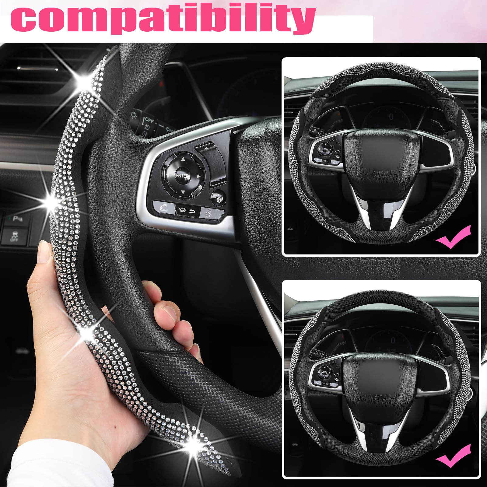 Mroace Diamond Bling Car Steering Wheel Cover