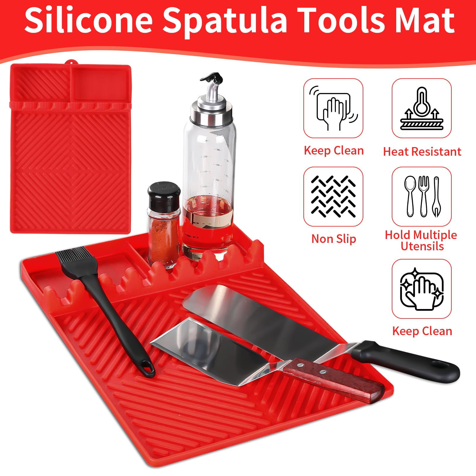 Mroace Silicone Side-Shelf Griddle Mat
