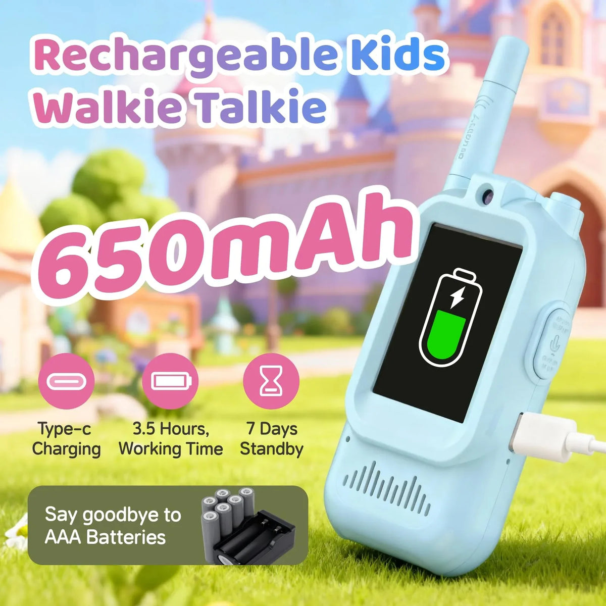 Mroace Kids Video Walkie Talkie Set（Blue & Pink） - MROACE