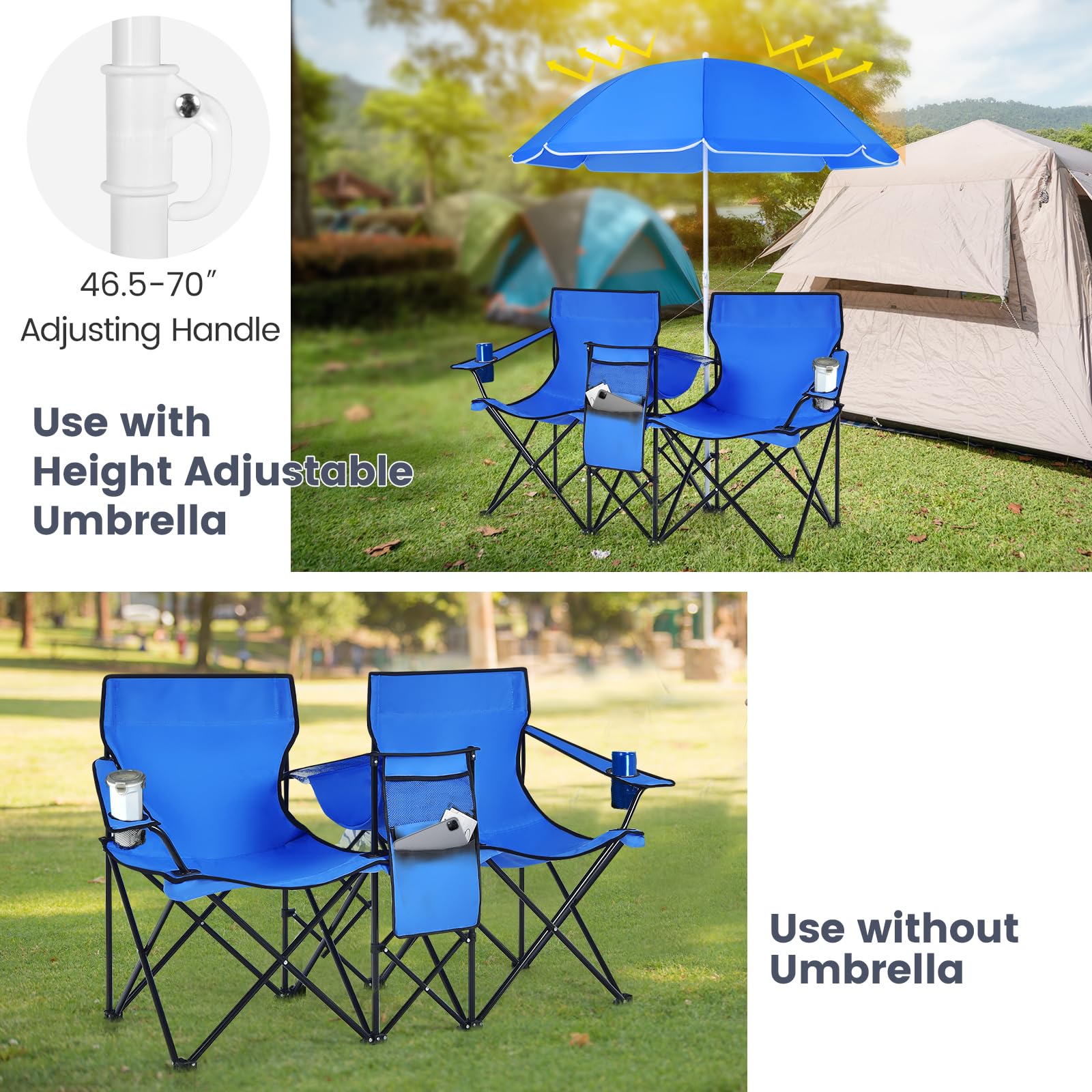 Mroace Double Camping Chair with Canopy