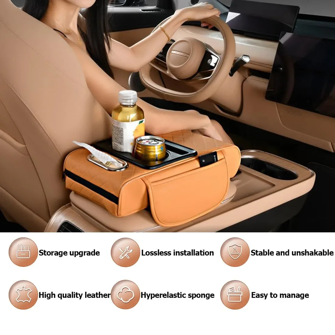 Mroace 5-in-1 Multi-Function Car Organizer Armrest Cushion - MROACE