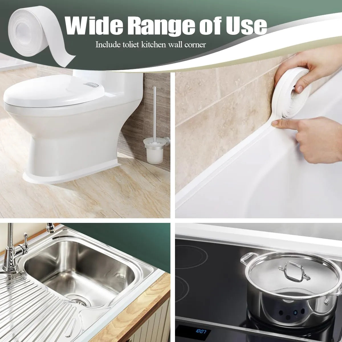 Mroace Waterproof Self-Adhesive PVC Caulk Tape