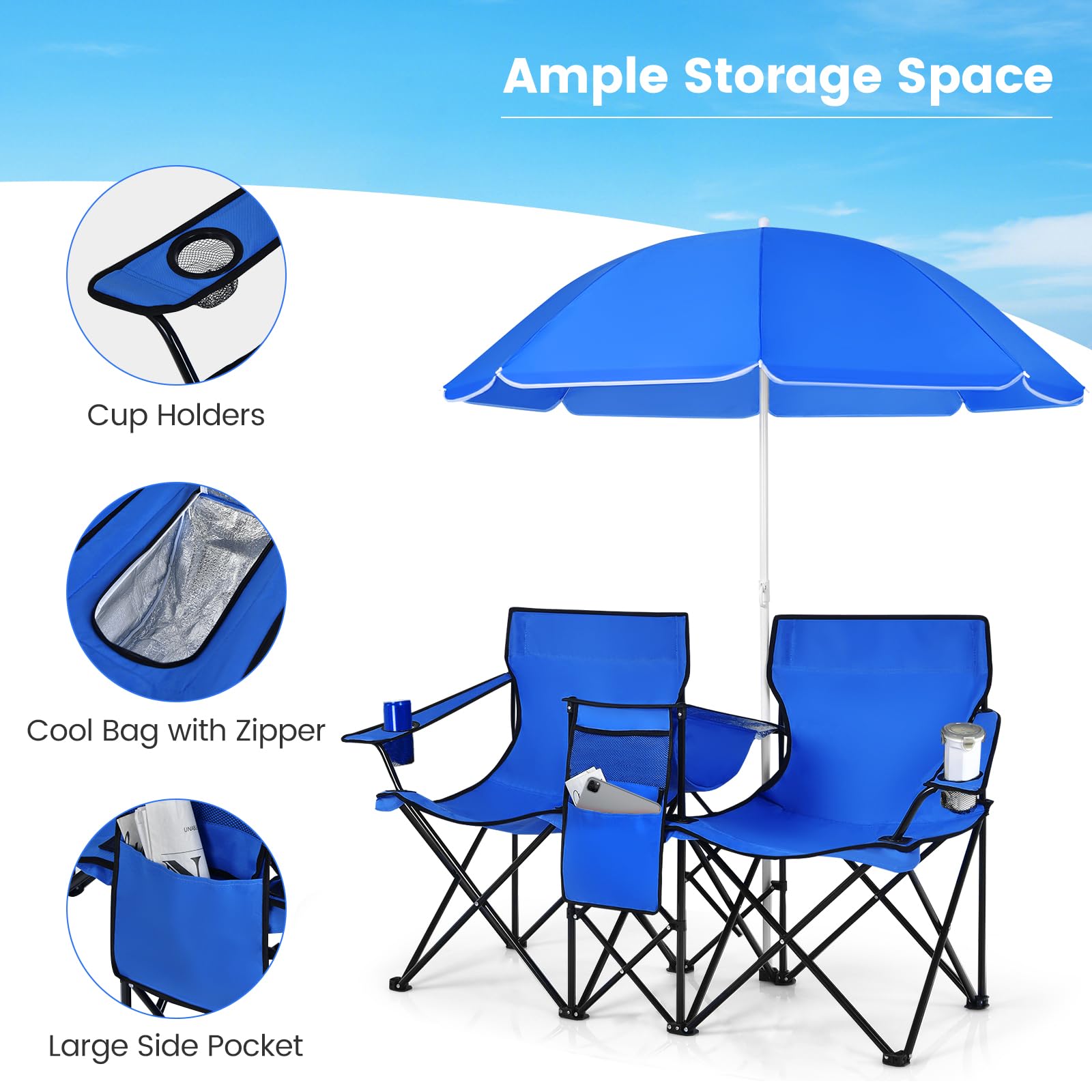 Mroace Double Camping Chair with Canopy