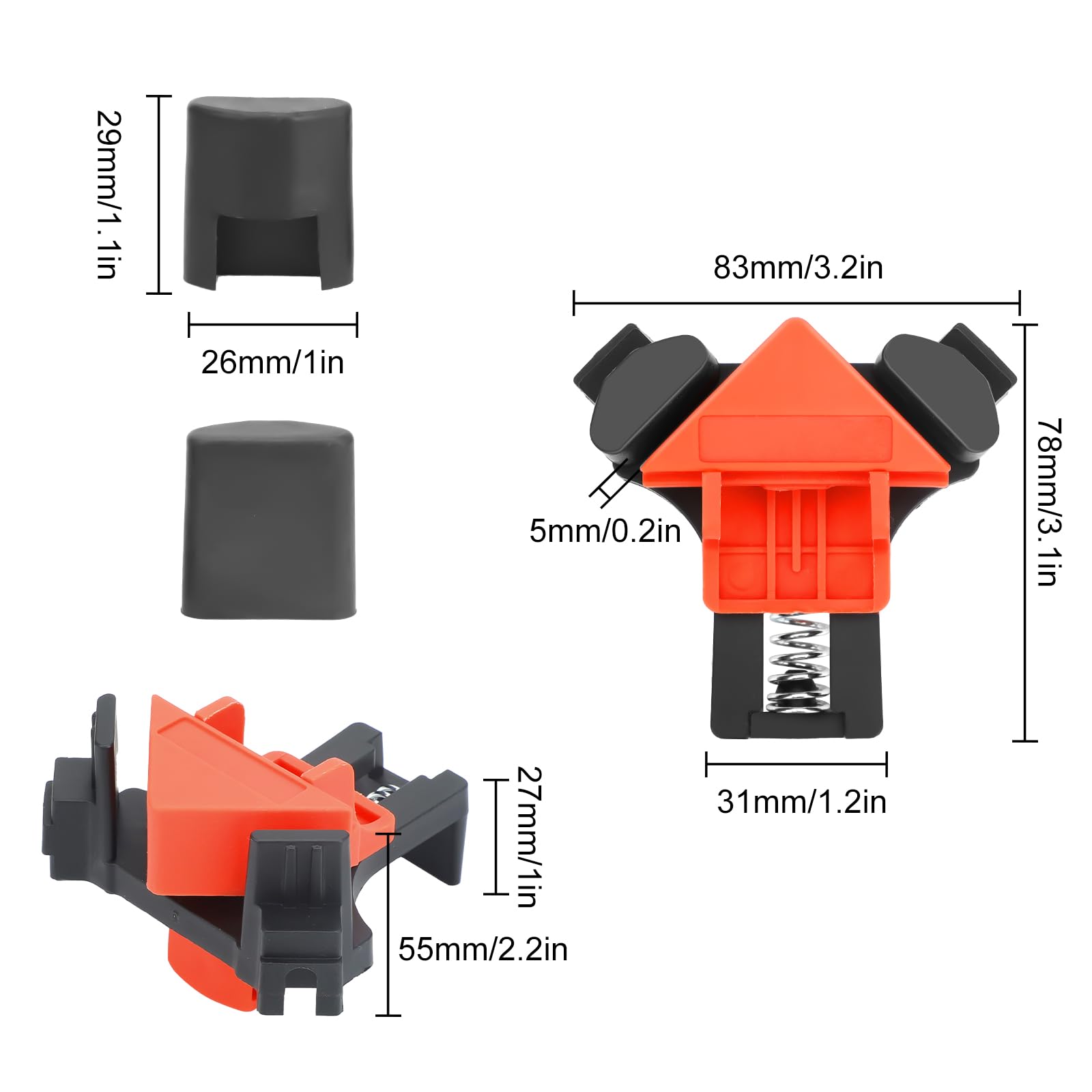 Mroace 90°Adjustable Spring Loaded Wood Clamps