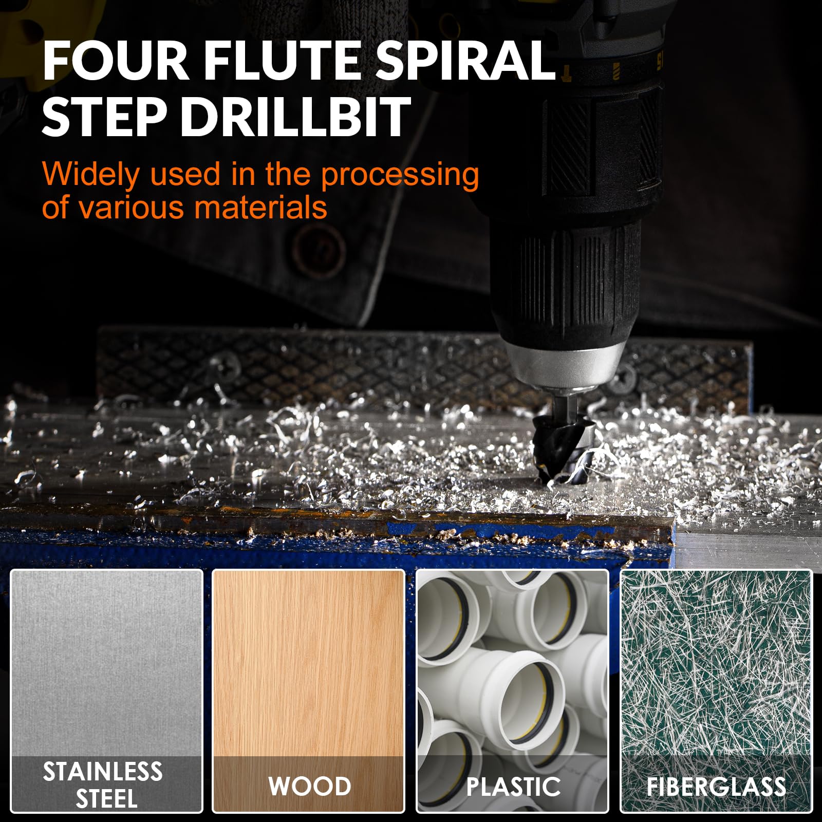 Mroace Spiral Flute HSS Step Drill Bit Set