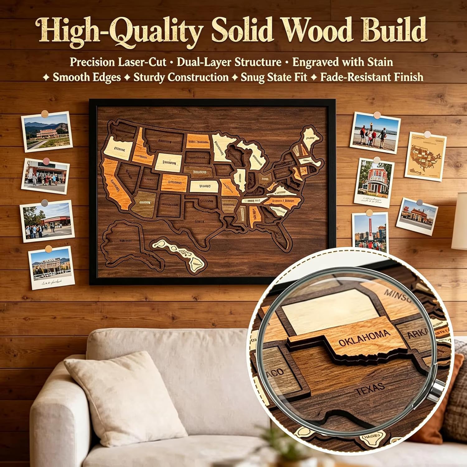 Mroace Wooden USA Travel Map Puzzle
