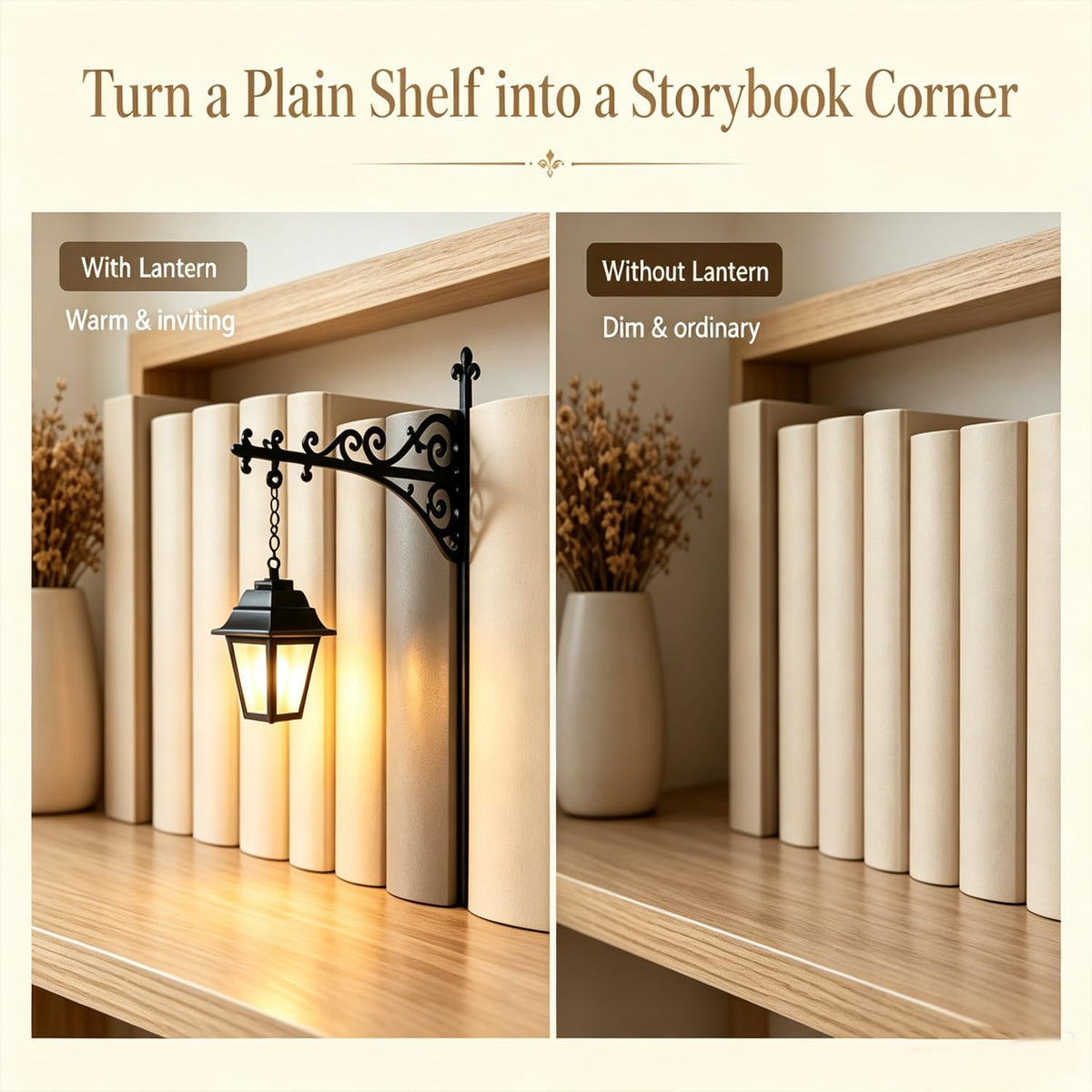 Mroace Antique LED Library Lantern Bookshelf Light