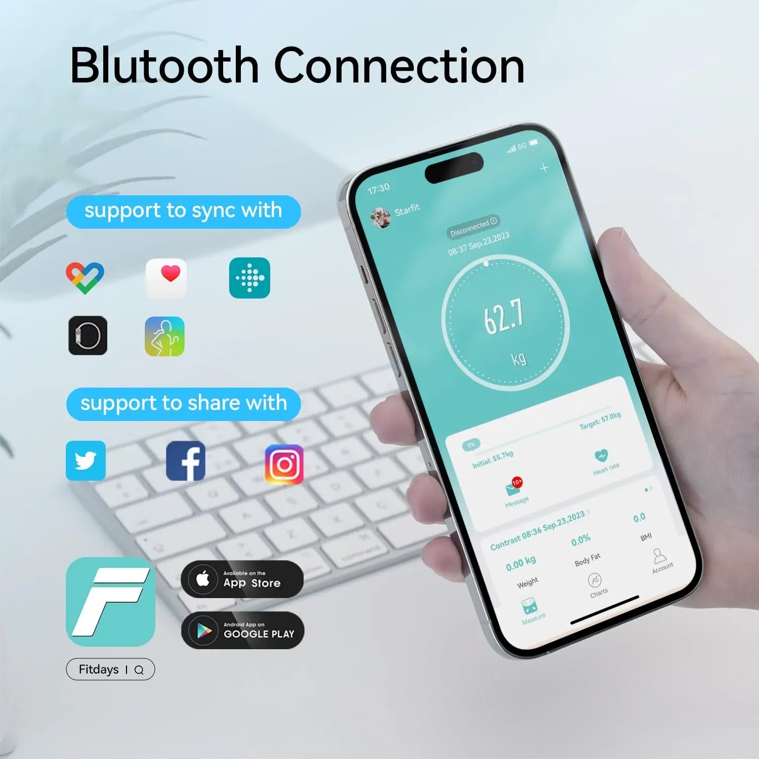 Mroace High-Accuracy Bluetooth Body Fat Smart Scale - MROACE