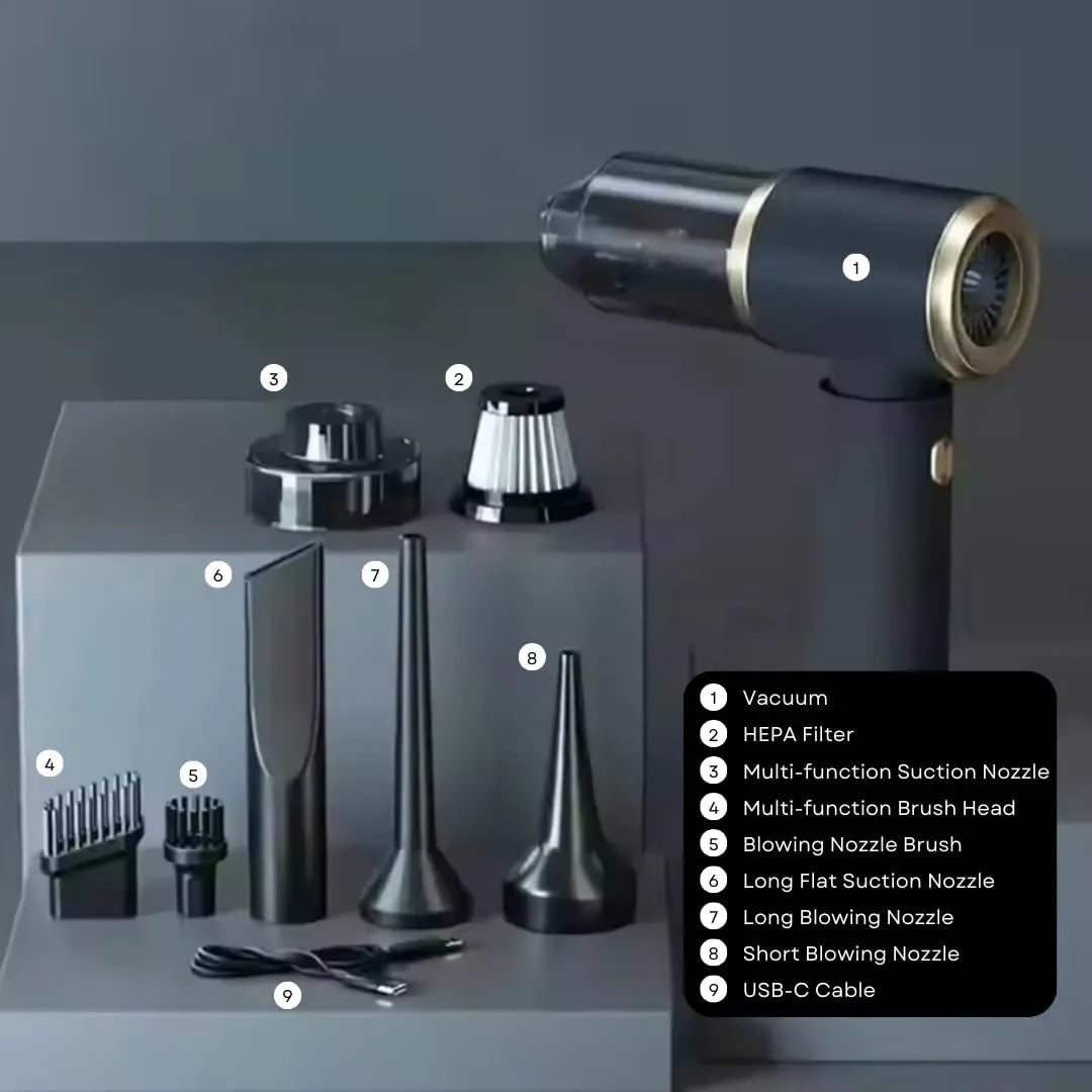 Mroace 4-in-1 20000PA Cordless Handheld Car Vacuum - MROACE