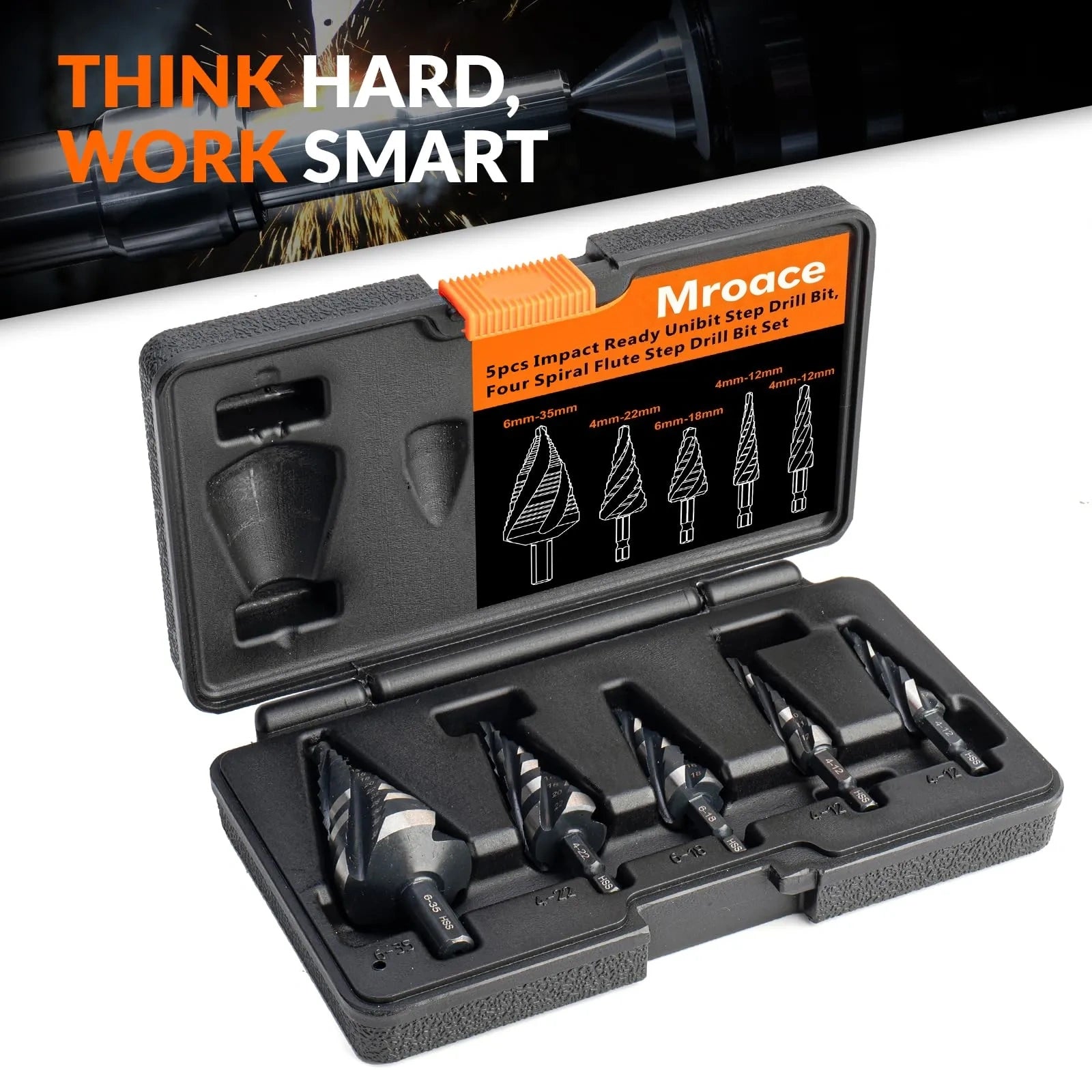 Mroace Spiral Flute HSS Step Drill Bit Set