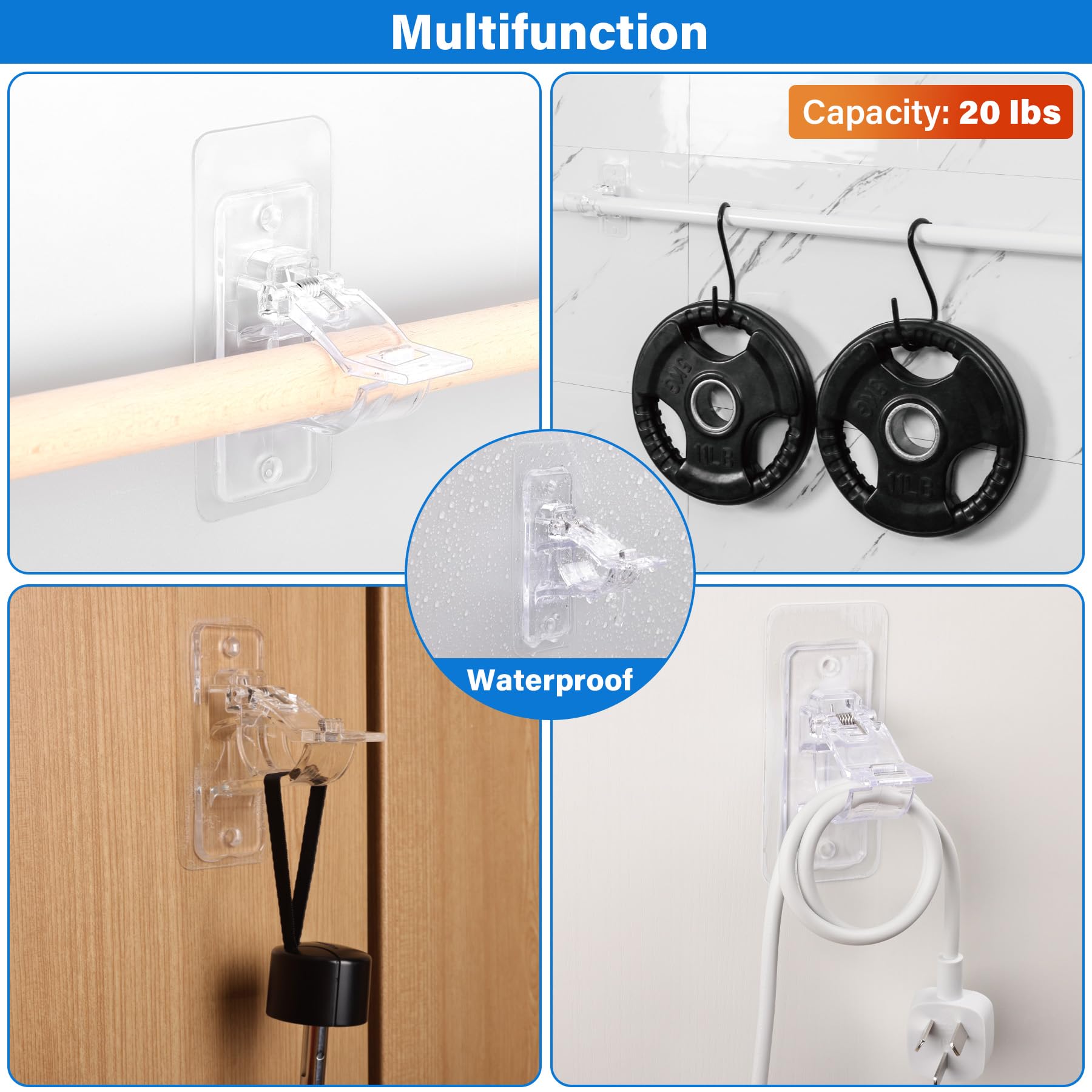 Mroace No Drill Self Adhesive Curtain Rod Holders