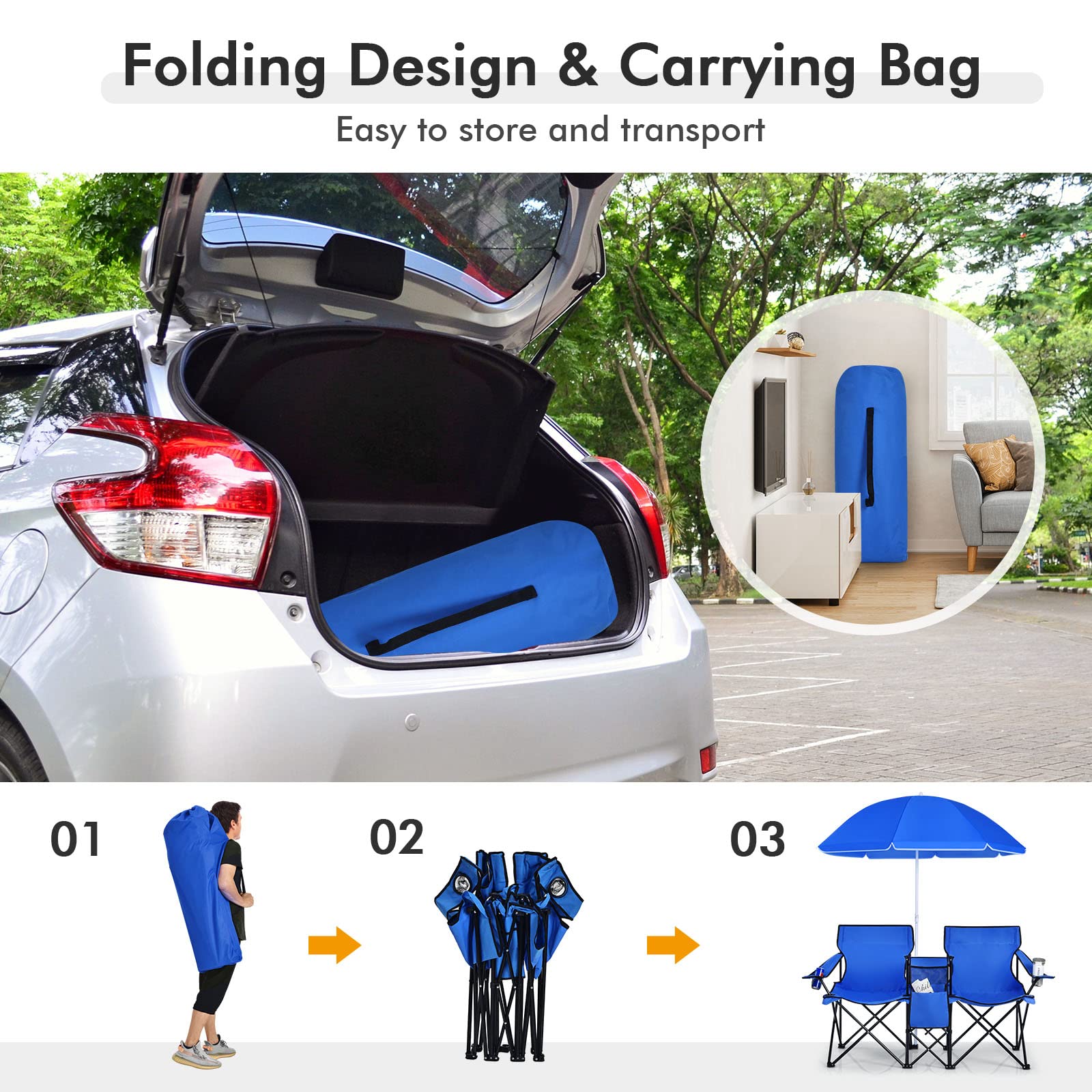 Mroace Double Camping Chair with Canopy