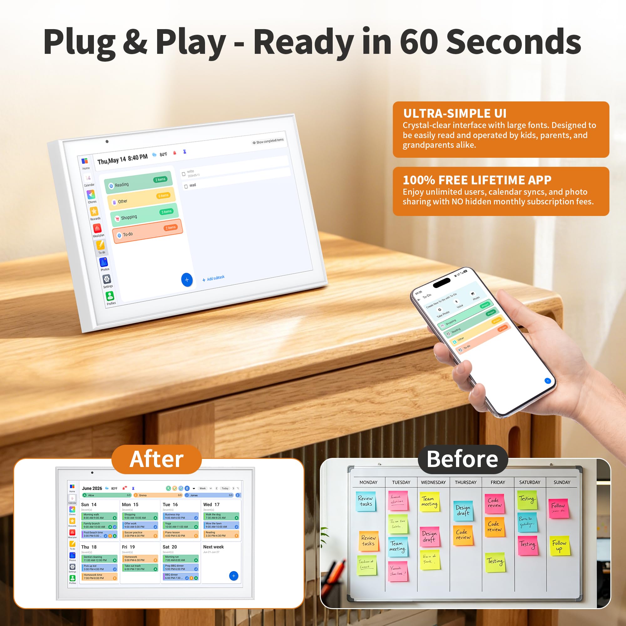 Mroace Smart Touchscreen Family Calendar Planner