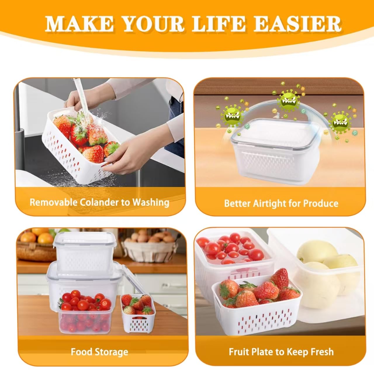 Mroace Produce Saver Containers Set