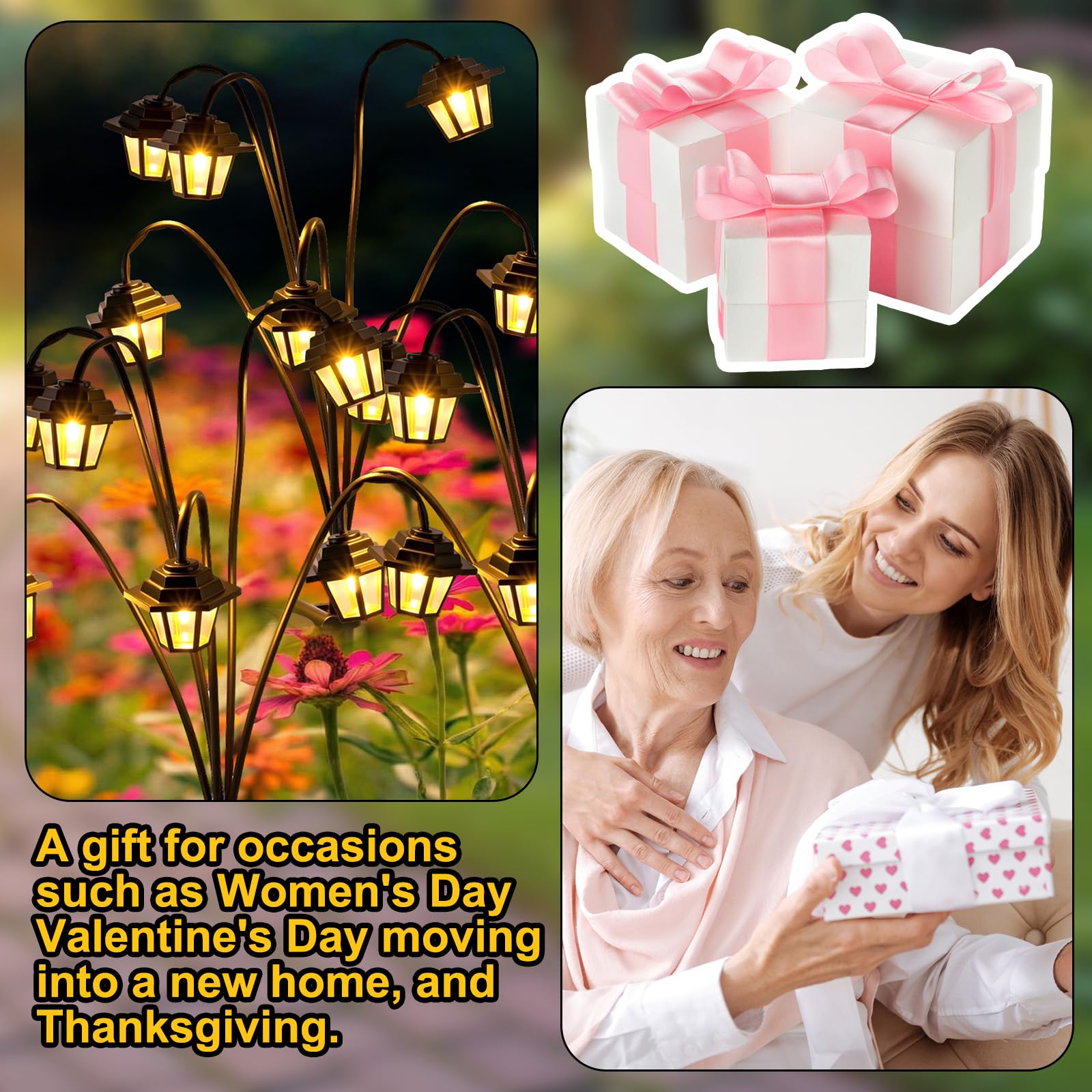 Mroace 4-Pack 8-Mode Color-Changing Solar Swaying Hexagon Pathway Lights