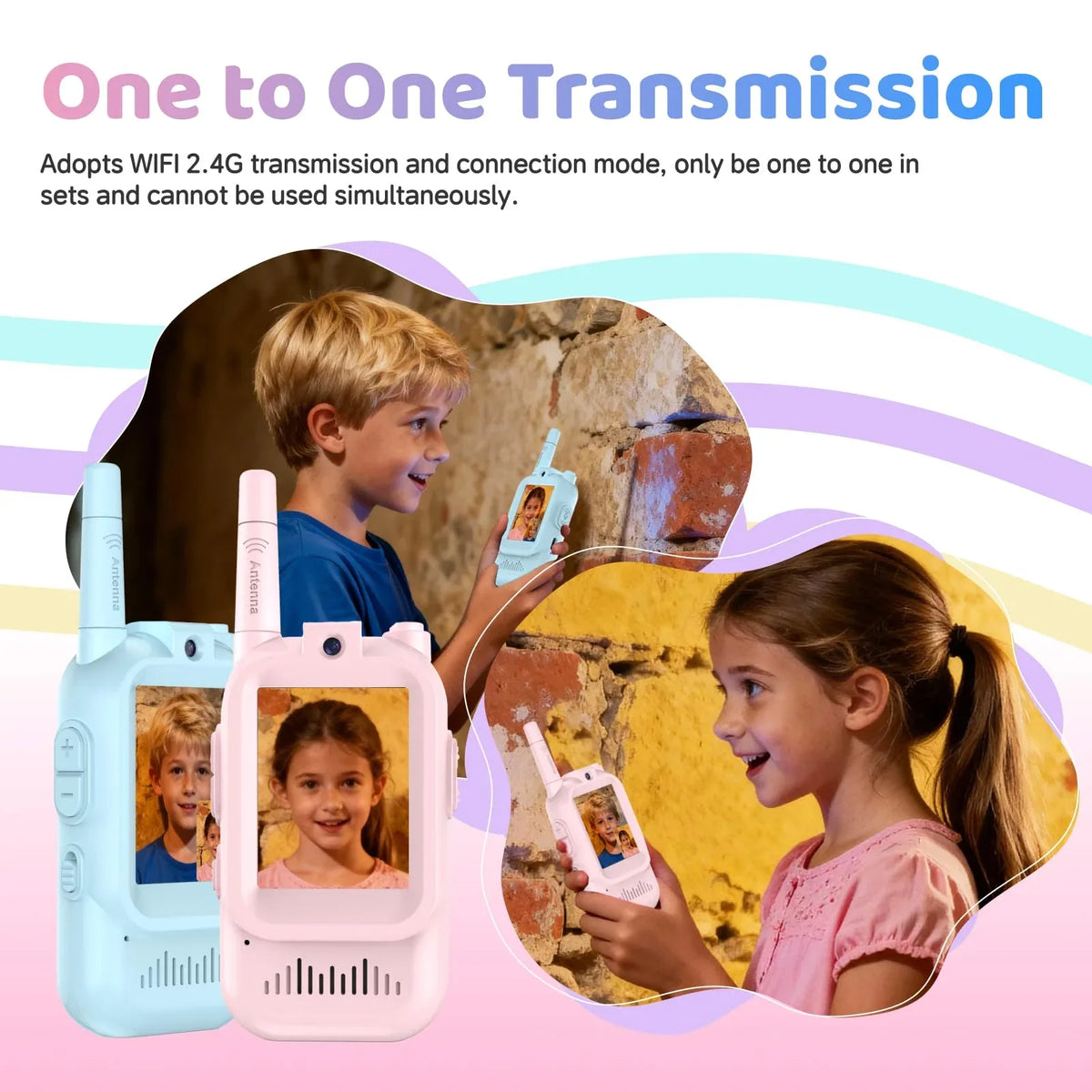 Mroace Kids Video Walkie Talkie Set（Blue & Pink） - MROACE
