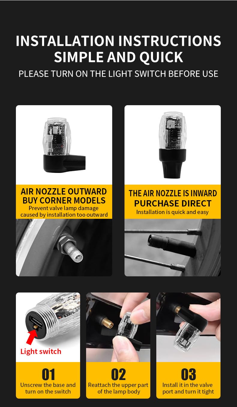 Mroace LED Tire Valve Lights kit