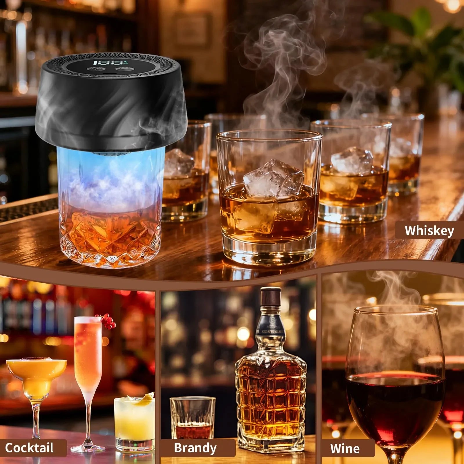 Mroace Rechargeable Built-In Lighter Whiskey Smoker Kit - MROACE