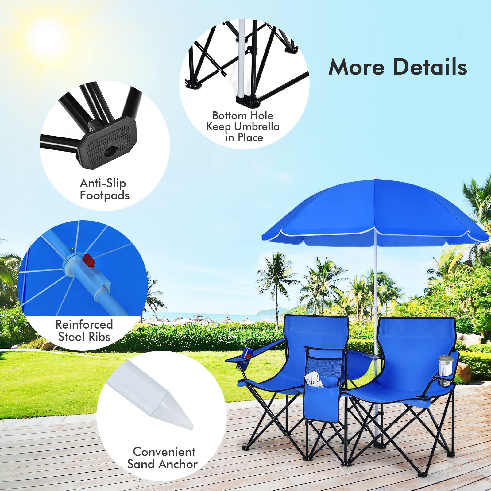 Mroace Double Camping Chair with Canopy