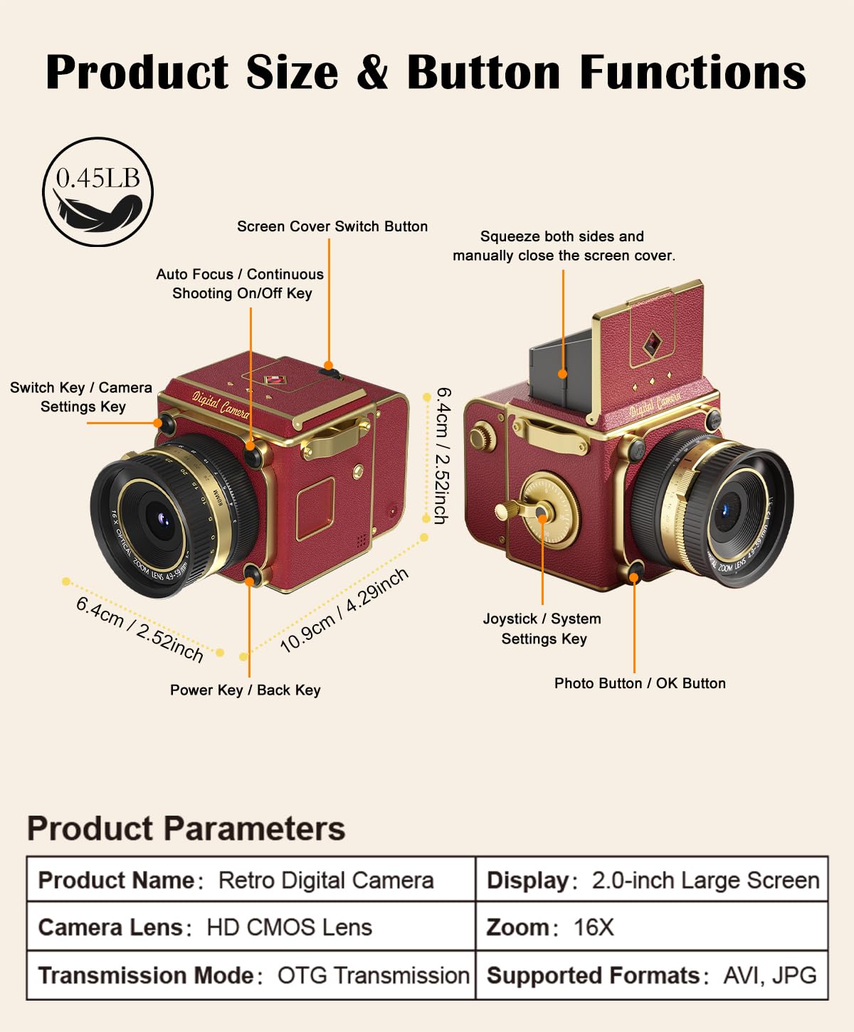 Mroace Vintage Digital Camera with Autofocus