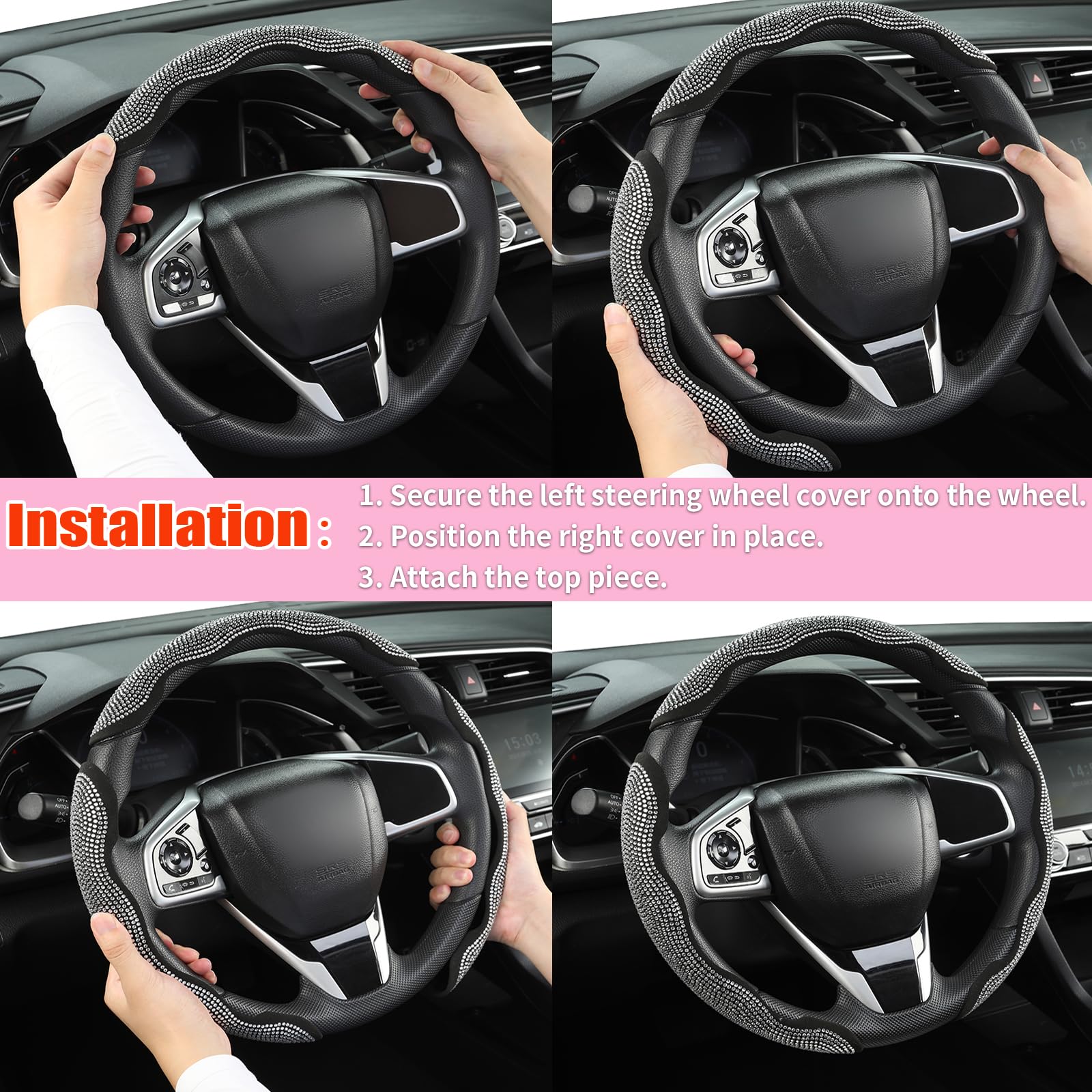 Mroace Diamond Bling Car Steering Wheel Cover