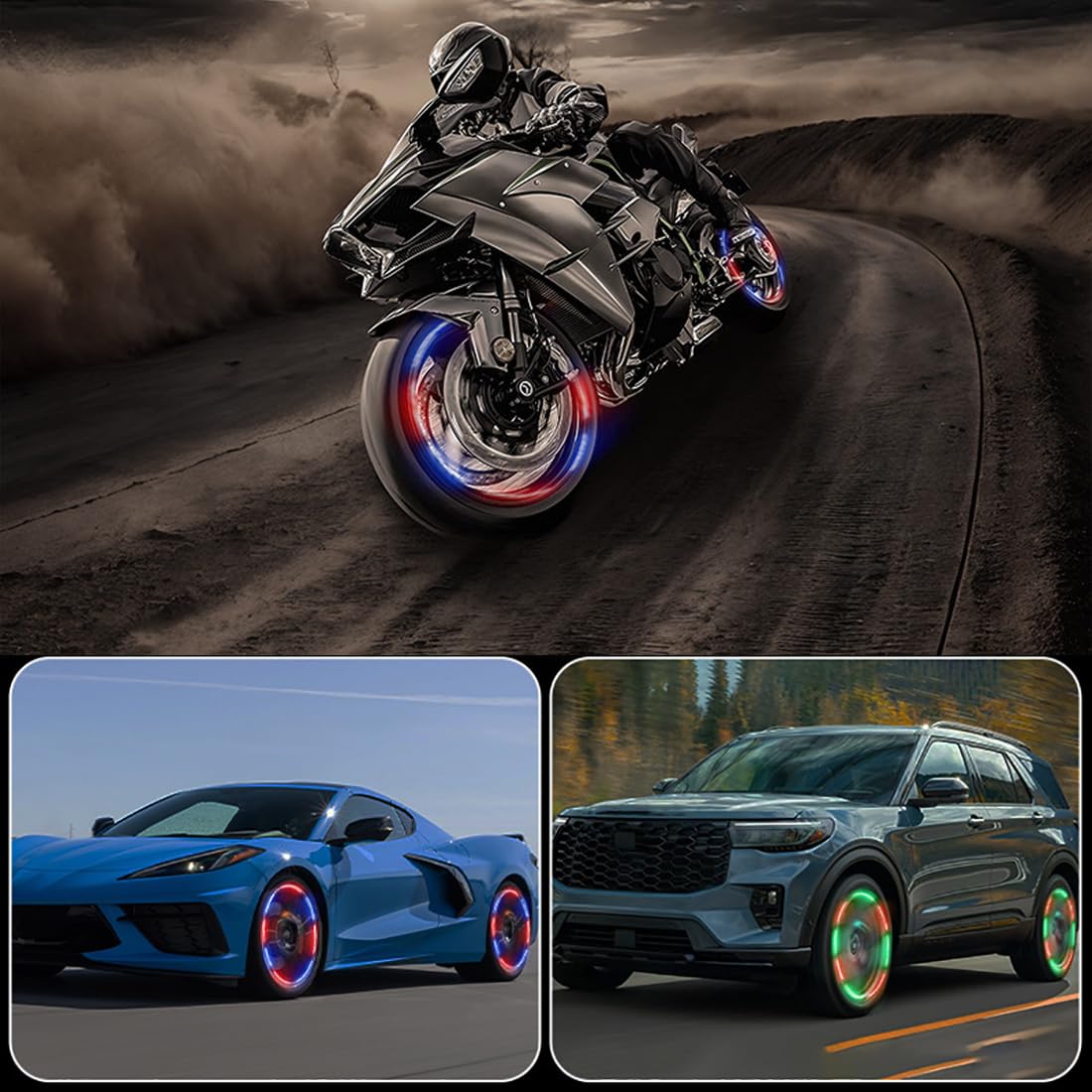 Mroace LED Tire Valve Lights kit