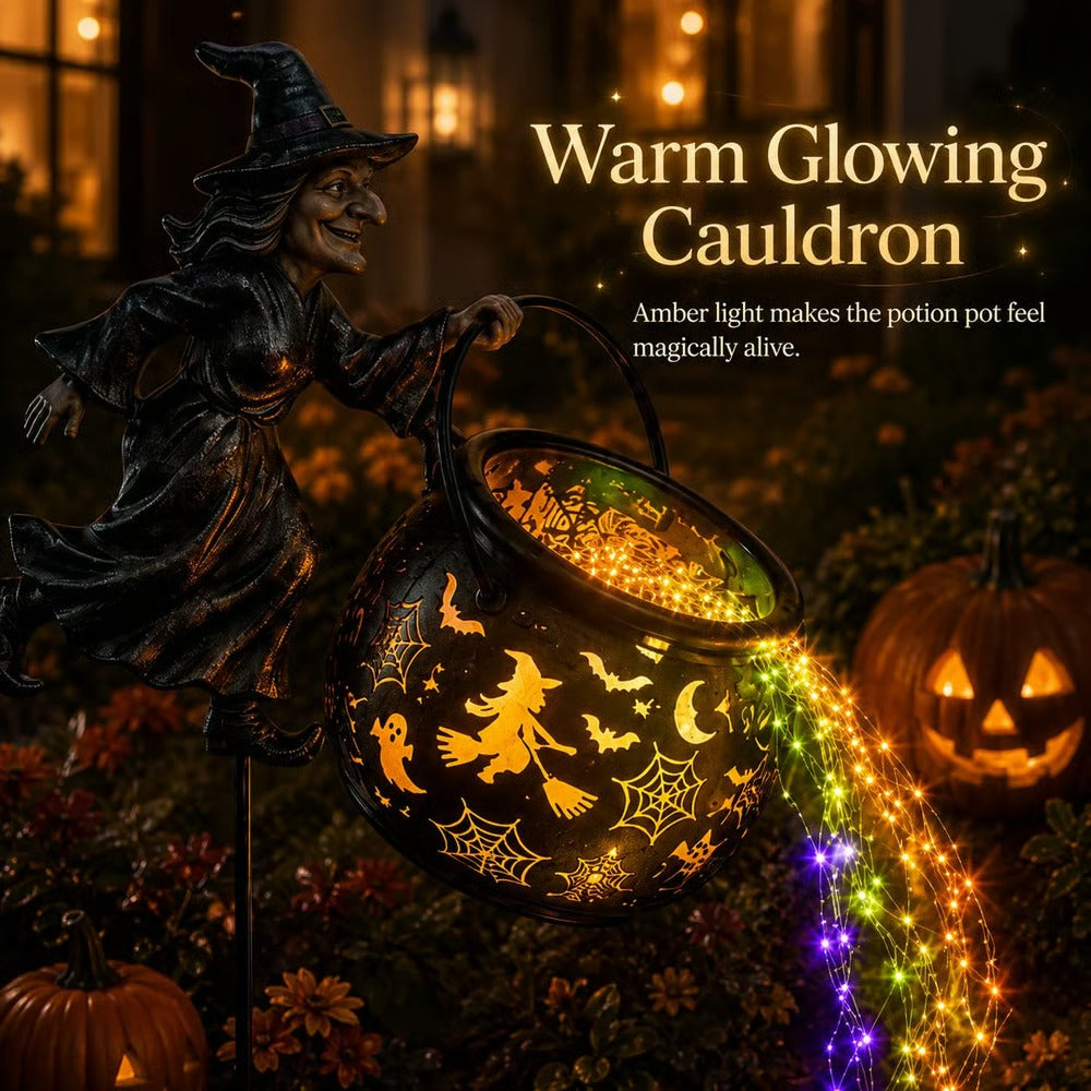 🎃🧙‍♀️ Halloween Witch Cauldron Projection Garden Light – Magical Outdoor Yard Decor