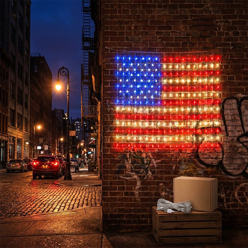 ❤️LIMITED-TIME 50% OFF!✨Patriotic Flag Net Lights – USB, Waterproof, 50,000-Hour✨