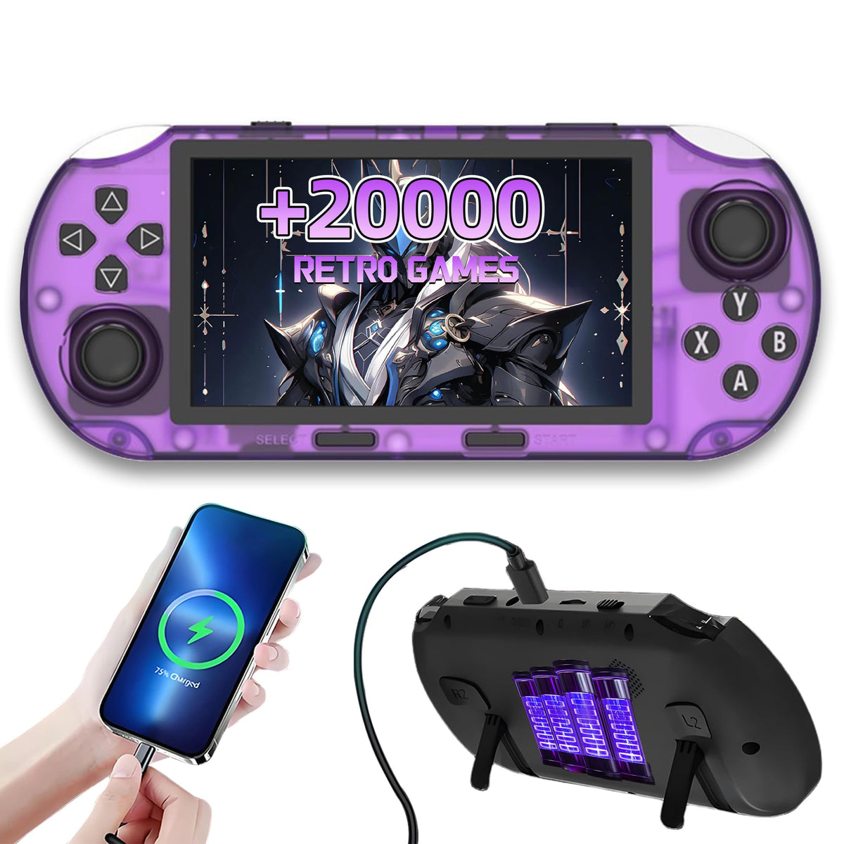 Mroace Retro Rechargeable Handheld Game Console With IPS Screen