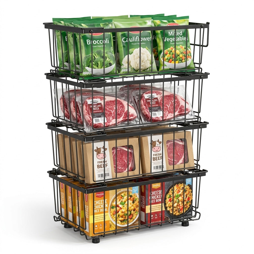 Mroace Stackable Foldable Freezer Organizer Bins