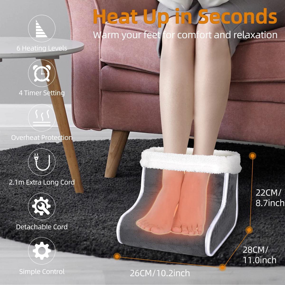 Mroace Electric Heated Foot Warmer With Adjustable Temperature
