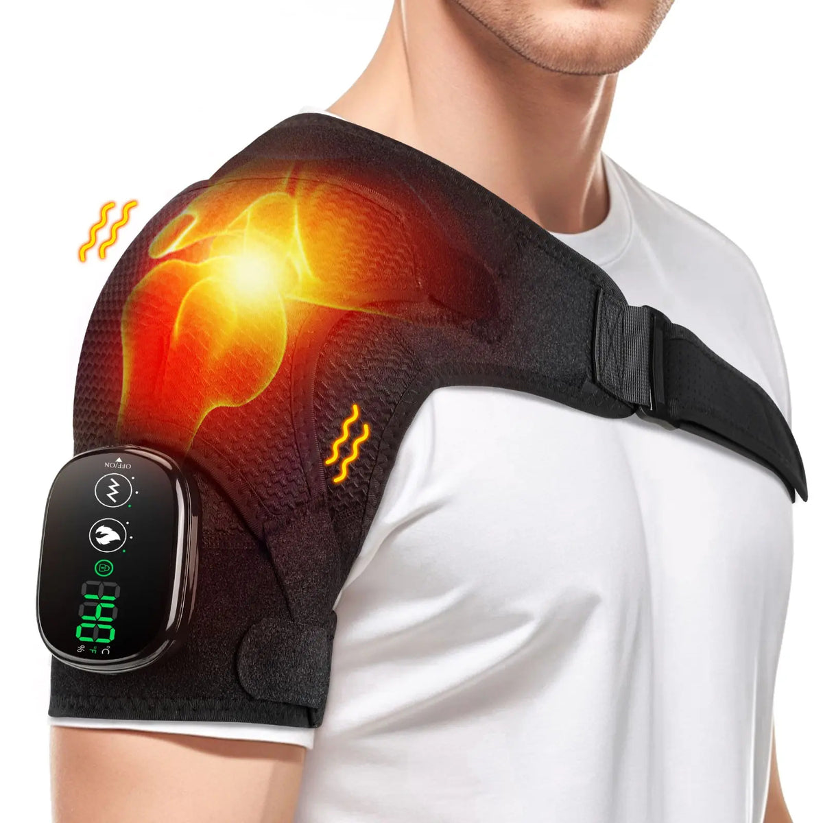 Mroace Cordless Heated Shoulder Wrap With Massage