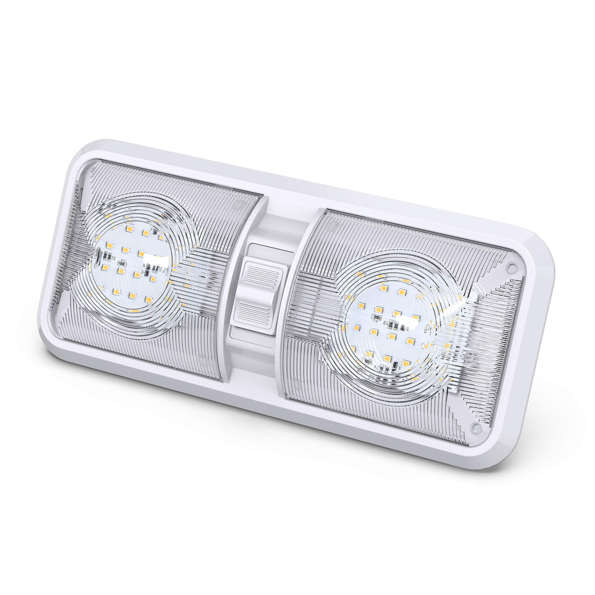 Mroace 12V LED Double Dome RV Ceiling Light with ON/OFF Switch