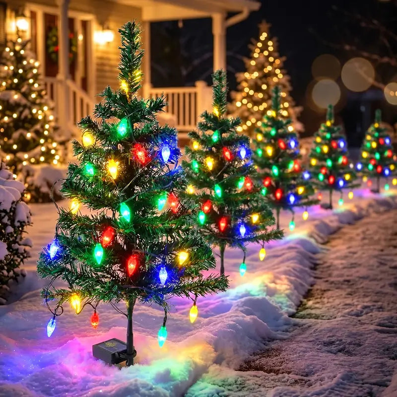 Mroace Waterproof Solar LED Christmas Tree Pathway Lights Set