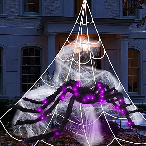 Mroace Giant Halloween Spider Web Lights Set