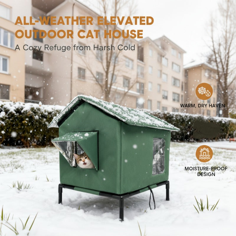Mroace Waterproof Foldable Elevated Outdoor Cat House