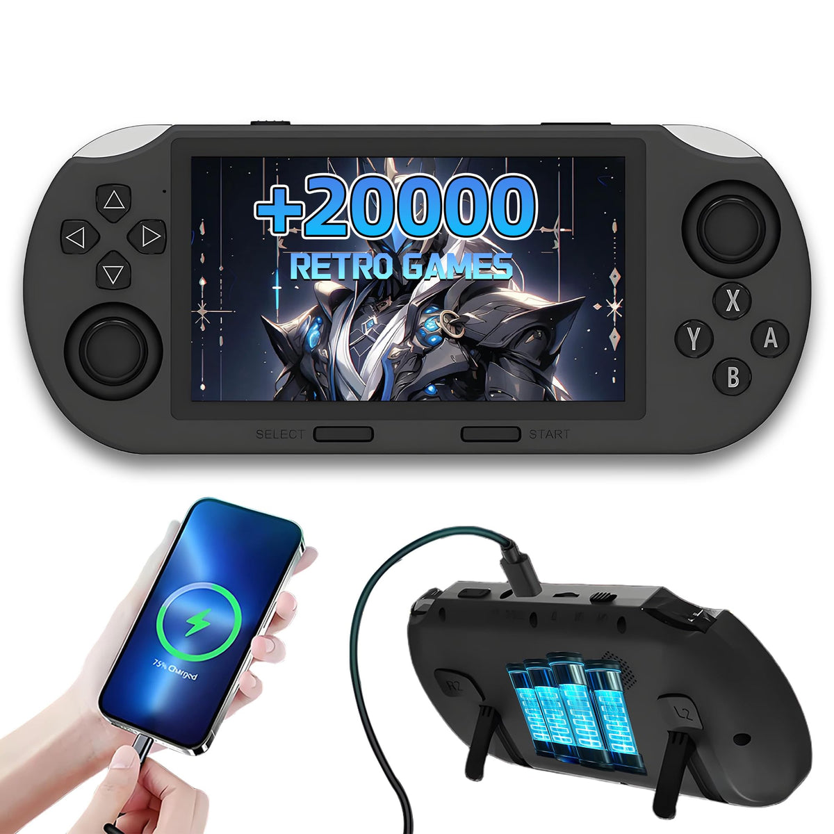 Mroace Retro Rechargeable Handheld Game Console With IPS Screen