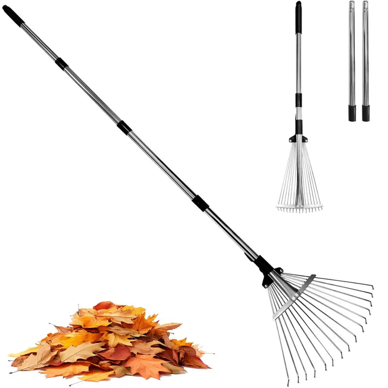 Mroace Adjustable Leaf Rake With Extendable Handle