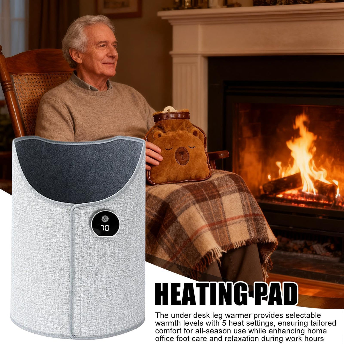 Mroace 360° Electric Under Desk Leg Warmer with Soft Blanket and 5 Heat Settings