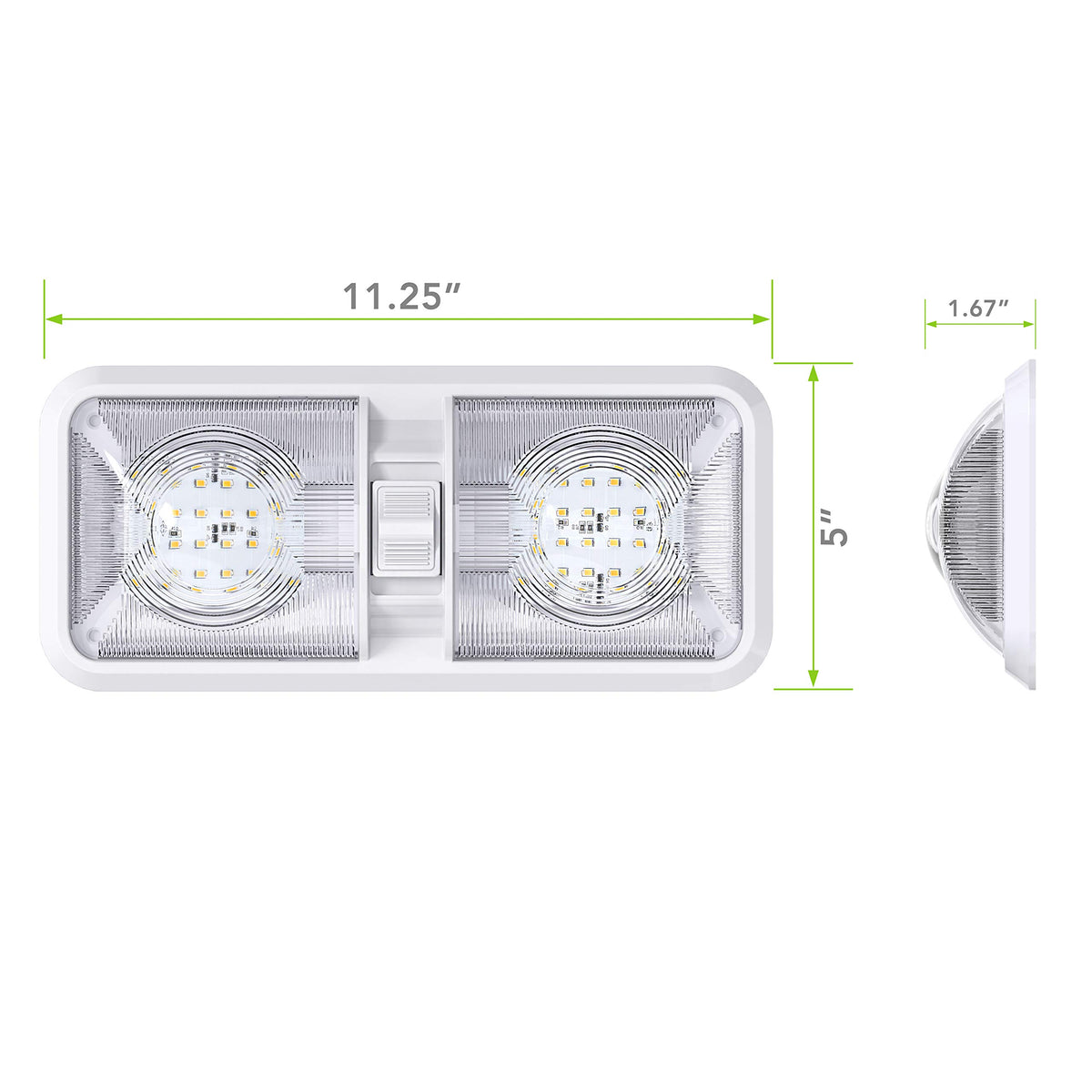 Mroace 12V LED Double Dome RV Ceiling Light with ON/OFF Switch